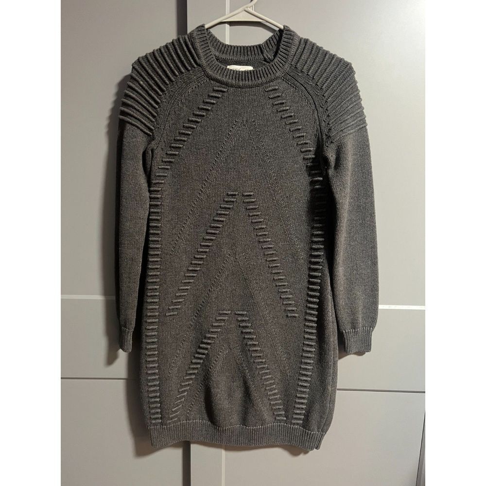 Eliza J Womens Long Sleeve Chunky Knit Sweater Dress Gray Size S
